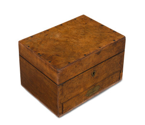 A walnut traveling apothecary box stamped "F. FOSTER HOMOEPATHIC CHEMIST, SCARBOROUGH", mid 19th century, ​13cm high, 21cm wide, 15cm deep