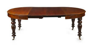 An Australian cedar two leaf "D" end extension dining table, 19th century, 77cm high, 135cm diameter (extends to 228cm)