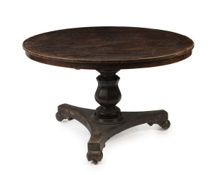 An early Colonial cedar tilt-top supper table, Tasmanian origin, circa 1835, 73cm high, 121cm diameter