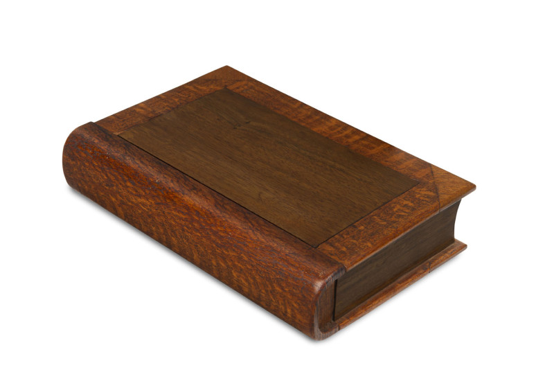 An Australian book box, silky oak, Queensland walnut and pine, Queensland origin, 19th century, 19.5cm high, 13cm wide, 4.5cm deep