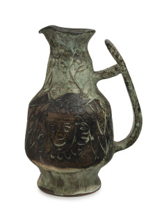 DAVID and HERMIA BOYD pottery wine jug with sgraffito decoration, incised "David + Hermia Boyd", 24cm high