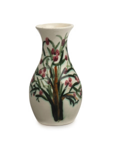 ARTHUR MERRIC BOYD baluster shaped pottery vase with hand-painted floral decoration, incised "A. M. Boyd", 13cm high