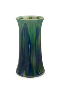 HOFFMAN tall green and blue glazed pottery vase, impressed "HOFFMAN AUSTRALIA", 26.5cm high, 14cm wide
