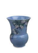 DAISY MERTON hand-painted blue pottery vase for NEWTONE POTTERY in Sydney, stamped "Newton Pottery Sydney, Hand Painted", ​20cm high, 17cm diameter