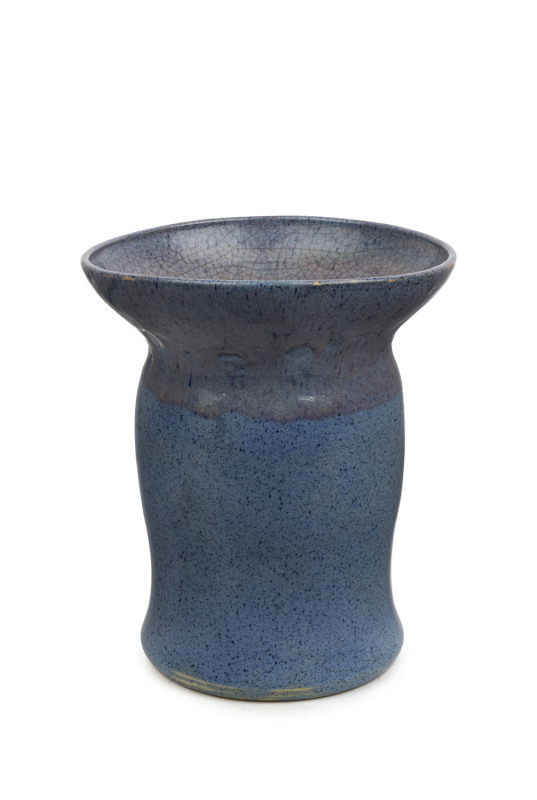 MERRIC BOYD tall pottery vase with flared rim, incised "Merric Boyd, 1928", ​22cm high, 19cm wide