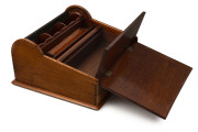 ANDREW LENEHAN (attributed) rare writing box with tambour top, Australian cedar, Sydney, circa 1850, makers stamp inside (illegible), 23cm high, 42.5cm wide, 41cm deep. - 2