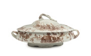 "ROSE & WARATAH" Doulton Burslem English porcelain tureen, 19th century, factory mark to base, ​12cm high, 32cm wide