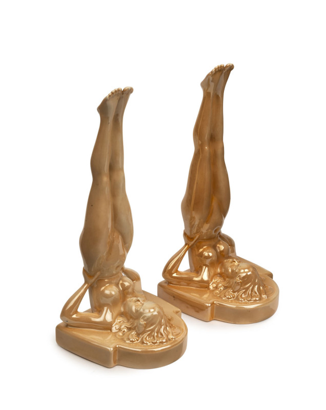 WEMBLEY WARE pair of female nude bookends, circular factory mark, 28cm high