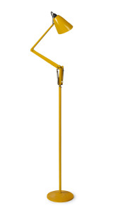 A yellow standard "Planet" lamp, mid 20th century, ​180cm high