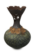 An impressive and unusual Australian studio pottery vase, incised signature (illegible) at base, 59cm high, 41cm wide