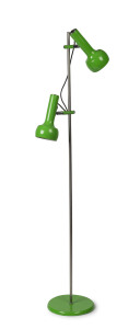 A vintage green twin head standard lamp, late 1960s, ​165cm high