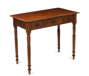 A Colonial hall table, blackwood with cedar top, Tasmanian origin, mid 19th century, single drawer with two dummy drawers, 74cm high, 93cm wide, 50cm deep