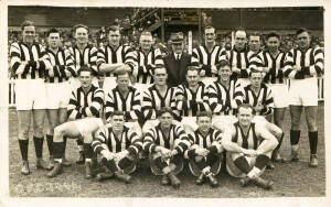 c1940-51 Chas.Boyles real photo "VFL Teams Postcards" for Collingwood (4 different - 1946, 1948, 1953 & 1960); and "Victorian Footballers Postcards" for Collingwood players (4). Fair/G. 