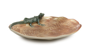 WEMBLEY WARE lizard platter, incised "Wembley Ware", 27.5cm wide