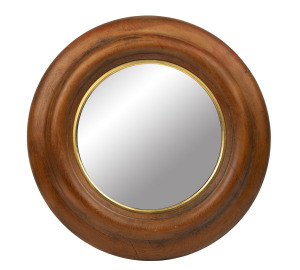 A circular antique mirror, kauri pine with original gilt slip, 19th century, 48cm diameter