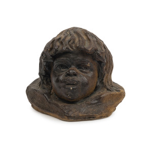 WILLIAM RICKETTS pottery bust, incised "Wm. Ricketts", 9cm high, 11cm wide