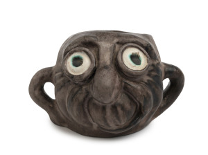 GUS McLAREN "Henry Bolte" Tanner character jug, incised "Designed by Tanner", 11cm high, 16cm wide