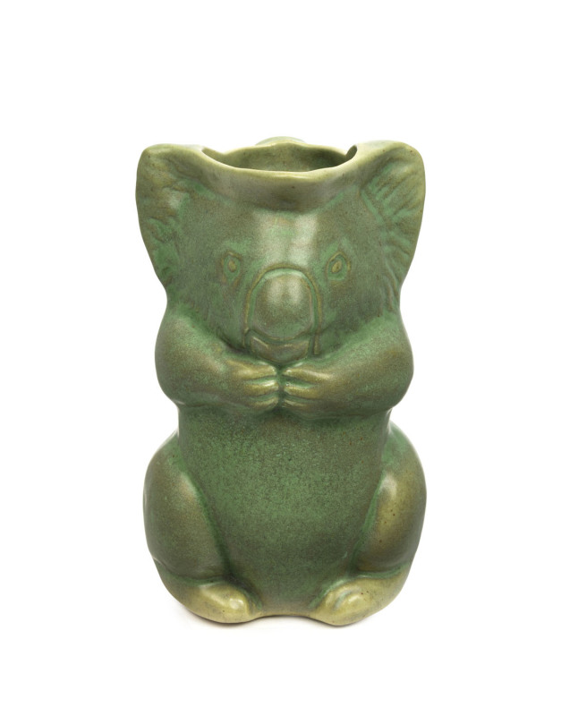 MELROSE WARE green glazed koala jug, stamped "Melrose Ware Australian", ​13.5cm high