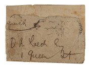 A LETTER FROM ARTHUR STREETON to ROGER LEECH of BRIGHTON, VICT. Undated (but October 1892) , 2-page ALS, headed "Highbury Grove, Kew. Between the Cemetery & the Asylum", in which Streeton offers to meet with Leech "if you are so interested as to invest a - 3