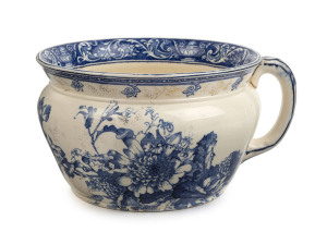 DOULTON BURSLEM "Waratah" blue and white porcelain chamber pot, 19th century, factory mark to base, ​15cm high, 28cm wide