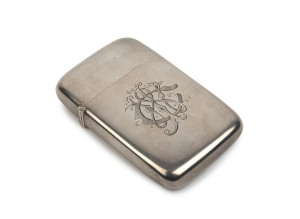 WENDT Australian silver cigar case with engraved monogram, circa 1900, stamped "WENDT" with lion and pictorial mark, 11cm high, 156 grams.