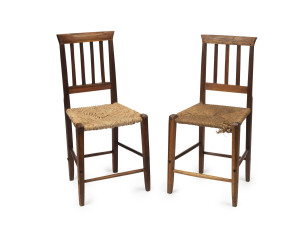 ANTONIO DE BORTOLI pair of cottage chairs, blackwood with rush seats, Drouin, Victoria, late 19th century