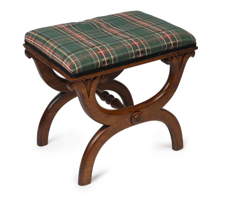 An early Colonial footstool, Australian cedar, circa 1850, 47cm high, 50cm wide, 35cm deep