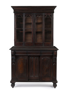 A Gothic revival Colonial bookcase, Australian cedar, Tasmanian origin, mid 19th century, ​214cm high, 126cm wide, 45cm deep