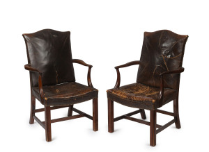 A pair of Australian Gainsborough chairs, Tasmanian blackwood, 19th/20th century, 102cm high, 56cm across the arms