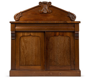 An Australian cedar chiffonier made for Mr William Gunn of the Glasgow Arms Hotel, Kangaroo Flat, Bendigo, 19th century, 139cm high, 123cm wide, 48cm deep