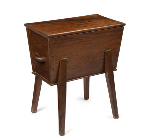 Early Colonial dough bin, cedar and blackwood, Tasmanian origin, 19th century, 78cm high, 68cm wide, 37.5cm deep. Note: Illustrated in "Australian Country Furniture" by Toby and Juliana Hooper p.97.