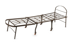 A convict iron folding bed, 19th century, 40cm high, 175cm long, 60cm wide