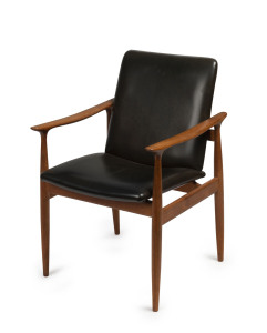 PARKER Australian vintage retro armchair, teak and leather, circa 1960, ​58cm across the arms