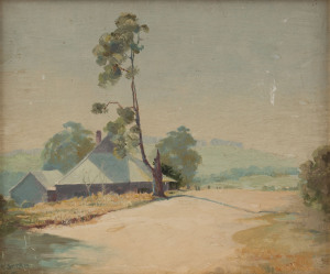 WILLI SERKIN (working mid 20th century), farm scene landscape, oil on board, signed lower left "W. Serkin, 1945", ​29 x 34cm