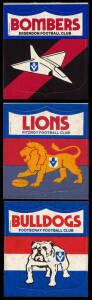 1976 McDonalds "VFL Emblem Stickers" [10/12] ; plus c1978 Peters "SANFL Club Mascots", part set [7/10]. Mainly G/VG.