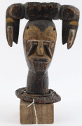 A double sided bust, carved wood and wicker with earth pigment, Ekoi tribe, Nigeria/Cameroon, on later wooden base, ​33cm high overall - 5