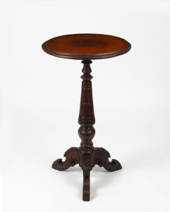 A wine table with turned and carved base, cedar and blackwood, circa 1890s, 79cm high, 47cm diameter ​