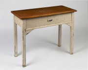 A primitive Australian white painted occasional table with single drawer, 19th century, 74cm high, 96cm wide, 43cm deep