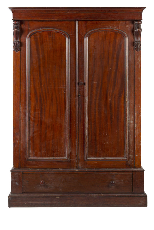 An Australian cedar two door wardrobe, circa 1885, 190cm high, 132cm wide, 58cm deep