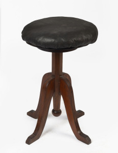 An Australian blackwood piano stool with oil cloth top, 19th/20th century, 56cm high