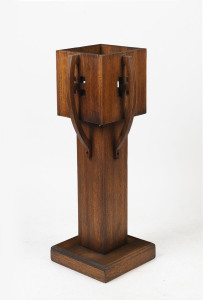 An Australian Arts & Crafts plant stand, mountain ash, early 20th century, 101cm high, 40cm wide, 40cm deep