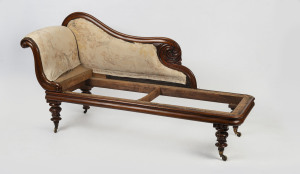 A Colonial Australian chaise longue, carved cedar with fine blackwood legs, huon and kauri pine secondaries, Tasmanian origin, circa 1835, ​95cm high, 200cm wide, 62cm deep