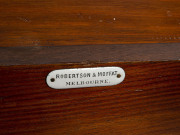 ROBERTSON & MOFFAT Australian Arts & Crafts blackwood piano seat, circa 1900, enamel maker's plaque under lid "Robertson & Moffat, Melbourne", ​71cm high, 61cm wide, 39cm deep - 2