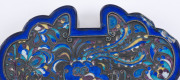 An antique Chinese silver and enamel pendant on silver dragon choker, Qing Dynasty, 19th century, ​the pendant 10cm high, 12cm wide, 1.5cm deep, the choker 21cm wide - 12