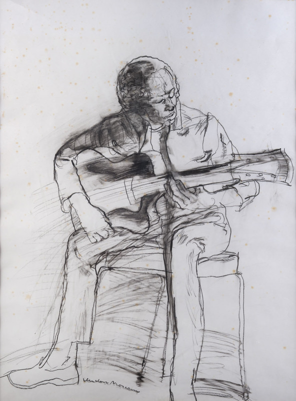 Vernon Langford MORCOM (b.1926) Guitar Blues, pastel and crayon, signed lower centre,