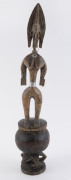 Ointment jar with female figure on lid, carved wood with metal decoration, Bambara tribe, Mali, ​53cm high - 2