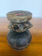 Ointment jar with female figure on lid, carved wood with metal decoration, Bambara tribe, Mali, ​53cm high - 8