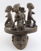 Gelede society mask topped with four figures, carved wood, Yoruba tribe, Nigeria, ​55cm high, 41cm wide - 2