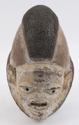 Gelede mask with ornate hair decoration, carved wood with remains white ochre, Yoruba tribe, Nigeria, ​30cm high - 2