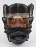 Poro mask, carved wood and cloth with orange and white polychrome finish, Dan-Guere tribe, Ivory Coast, ​36cm high - 2